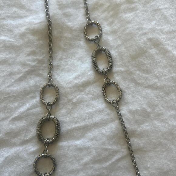 Womens Necklace Silver Tone Long Chunky Chain Vintage - Picture 2 of 2